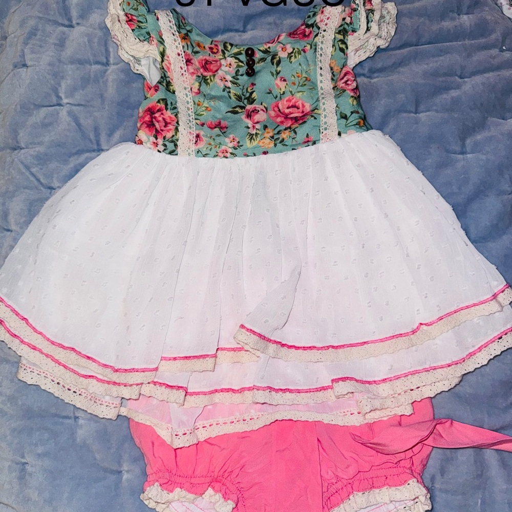 Floral Kids Matching Set with White and Pink Accents